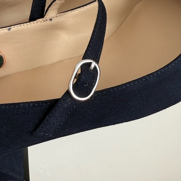 Stuart Weitzman Suede Leather Gabby Mary Jane Pump in Navy Blue - Picture 10 of 11